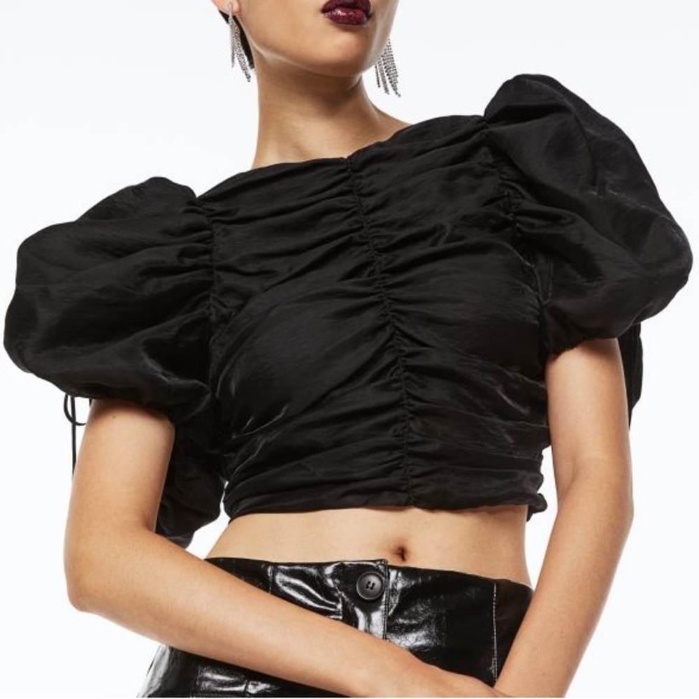 H&M gathered puff sleeve blouse